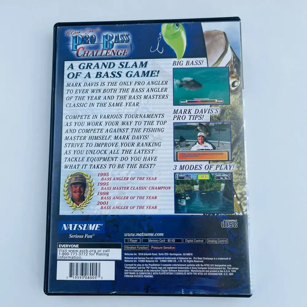 Mark Davis Pro Bass Challenge Sony PlayStation 2 PS2 2003 CIB Everyone